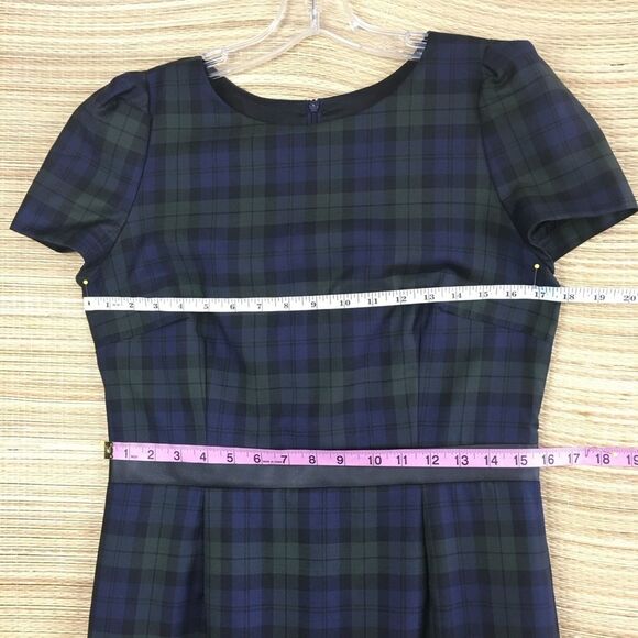 Claudie Pierlot 100% Wool Green & Blue Plaid With Leather Details Dress Sz US 8 - Picture 9 of 12